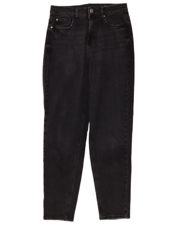 Marks & Spencer Womens Mom Tapered Jeans UK 10 Small W30 L29 Black Cotton