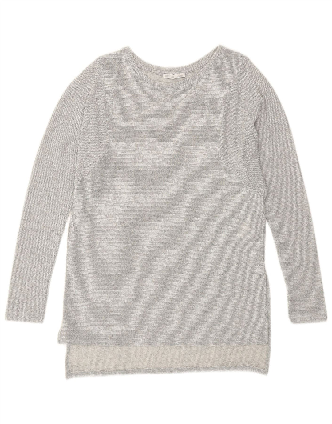 Zara Womens Longline Top Langærmet UK 10 Small Grå Flecked Polyester