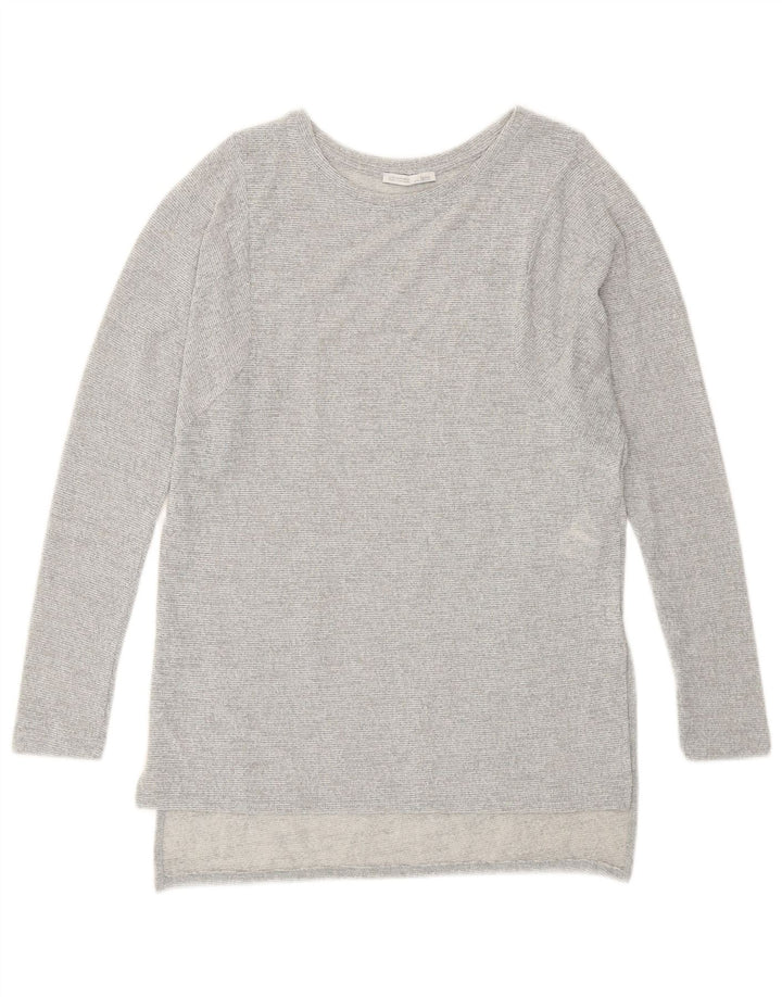 Zara Womens Longline Top Langærmet UK 10 Small Grå Flecked Polyester