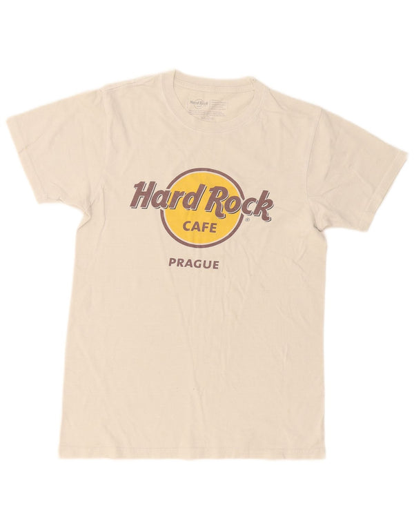 Hard Rock Cafe Herre Prag Grafisk T-Shirt Top Lille Hvid Bomuld