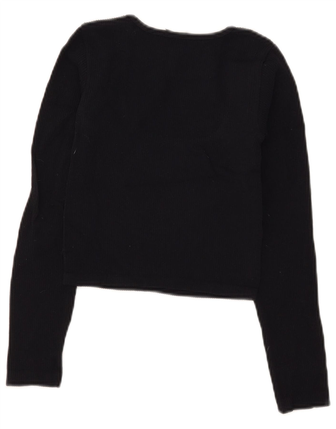 Zara Womens Crop Top Langærmet UK 4 XS Sort Polyamid