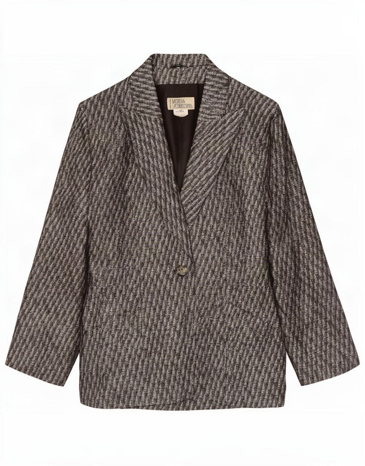 Regina Schrecker Dame 1 Knap Blazer Jakke IT 44 Mellem Grå Stribet