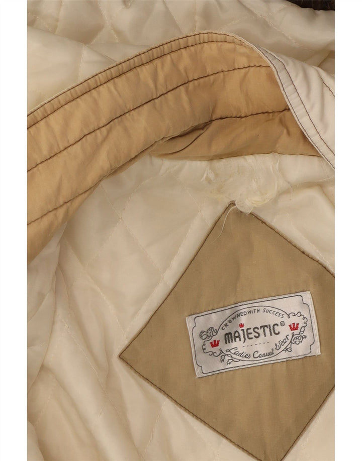 MAJESTIC Dame Hooded Duffle Coat UK 20 2XL Off White Floral