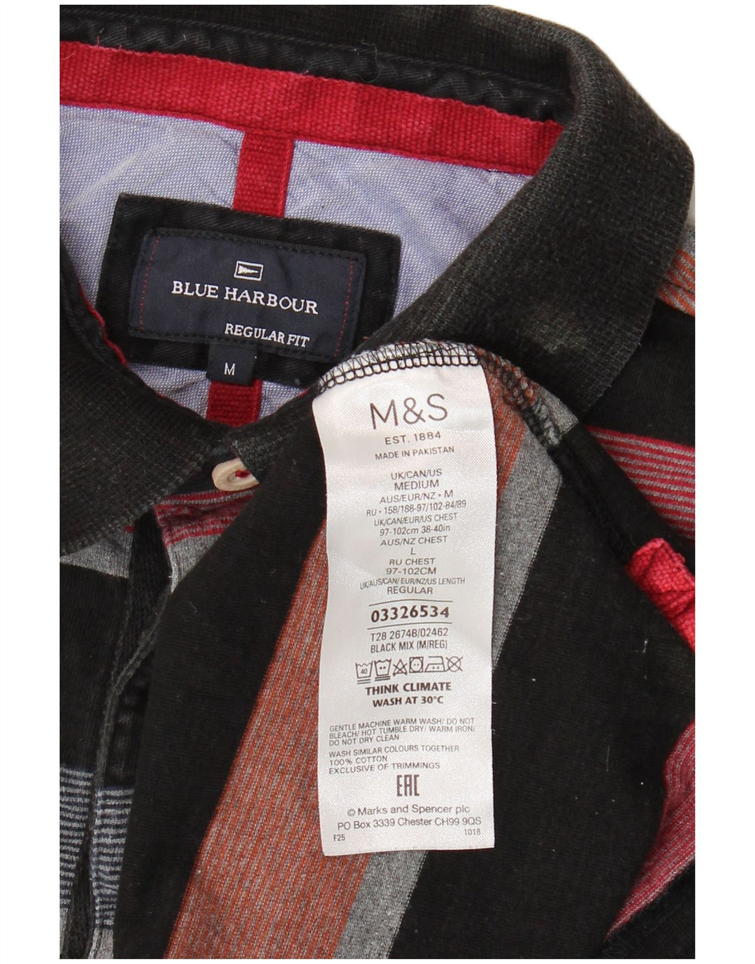 Marks & Spencer Herre Blue Harbor Rugby Polo Shirt Medium Flerfarvet