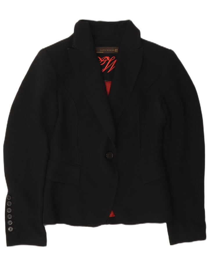 Zara Dame 1-knaps blazerjakke EU 38 Medium Sort