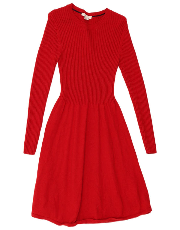 Boden Dame Langærmet Jumper Kjole UK 10 Lille Rød Viscose
