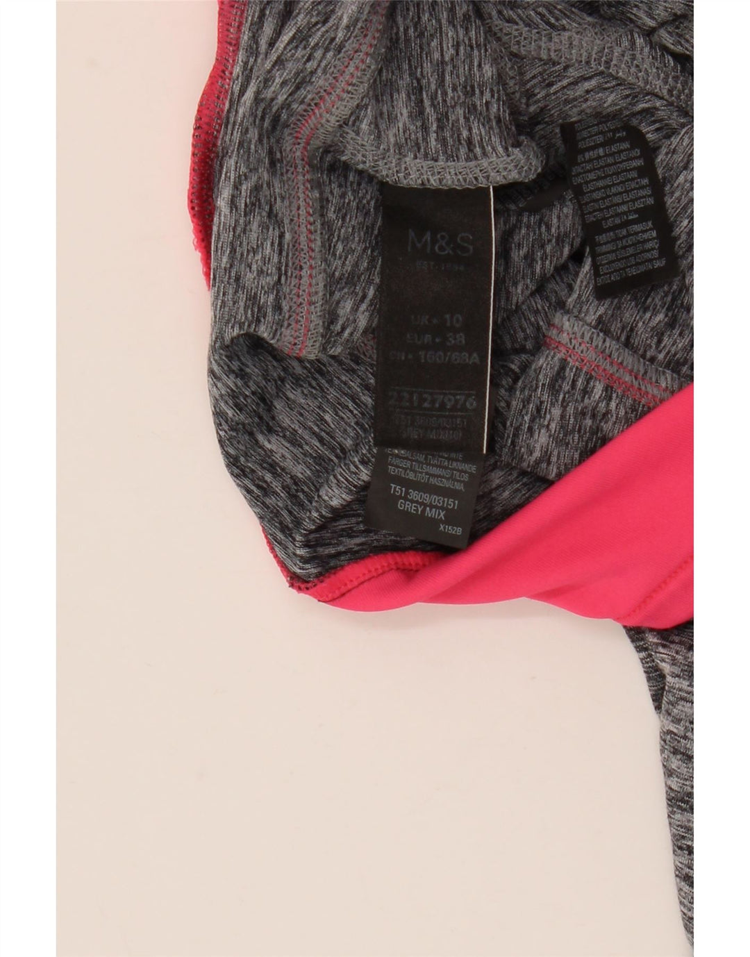 MARKS & SPENCER Capri Leggings til kvinder UK 10 Small Grey Colourblock