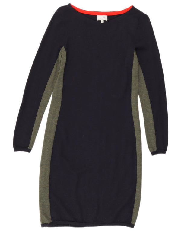 Jigsaw Dame Jumper Dress UK 12 Medium Navy Blue Colourblock Uld