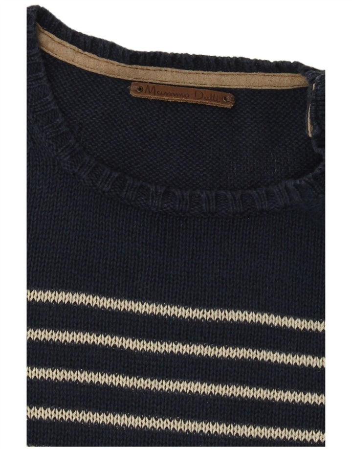Massimo Dutti Herre Crew Neck Jumper Sweater Medium Navyblå stribet
