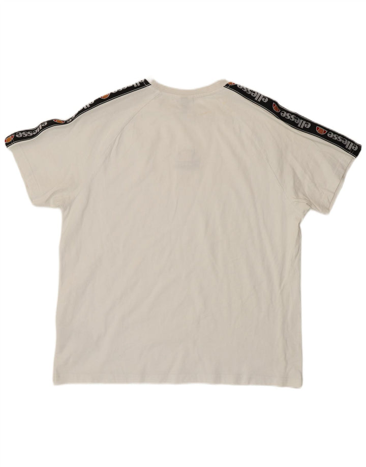 Ellesse Herre Grafisk T-Shirt Top Stor Hvid Colourblock Bomuld