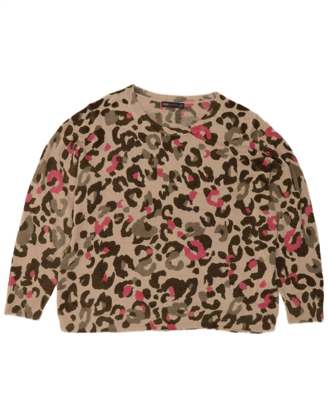Marks & Spencer Dame Abstrakt mønster Boat Neck Jumper Sweater UK 20 2XL