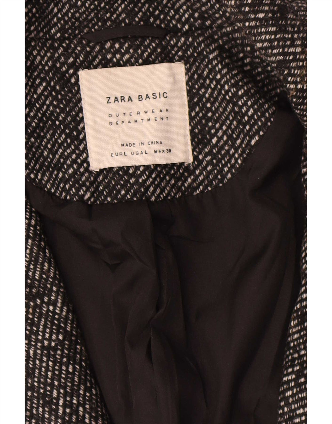 Zara Dame Overfrakke UK 16 Stor Grå Uld