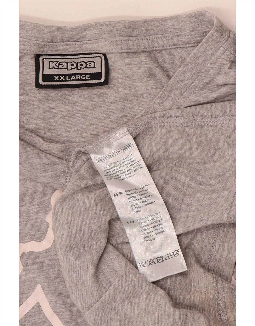 Kappa Herre Grafisk T-Shirt Top 2XL Grå Bomuld