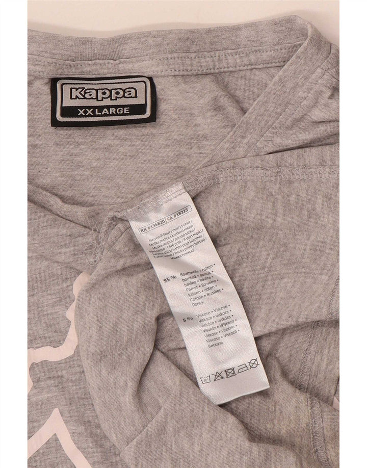 Kappa Herre Grafisk T-Shirt Top 2XL Grå Bomuld