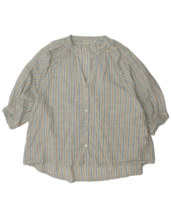 Fat Face Womens 3/4 Sleeve Oversized Shirt Blouse UK 16 Large Blue Check