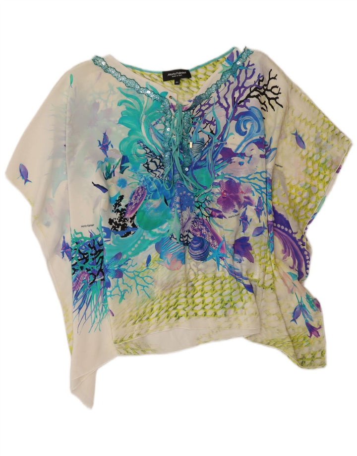 Marta Palmieri Dame Poncho Bluse Top UK 12 Medium Off White Silke