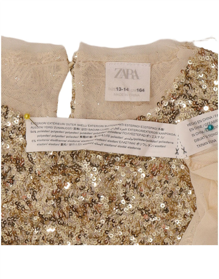 Zara Pigebluse Top 13-14 År Guld Polyester