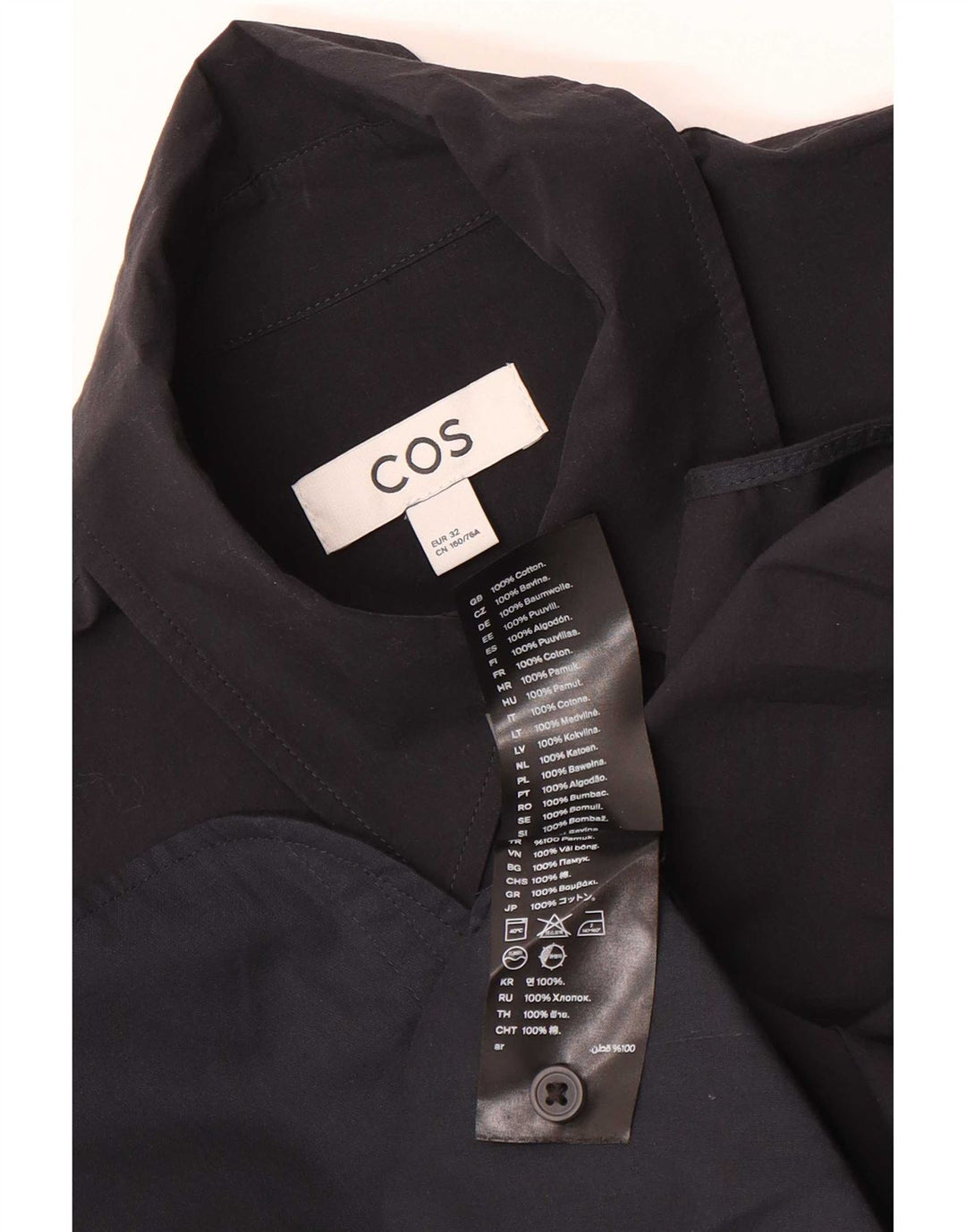 Cos Womens Oversized Shift Dress EU 32 2XS Sort Bomuld