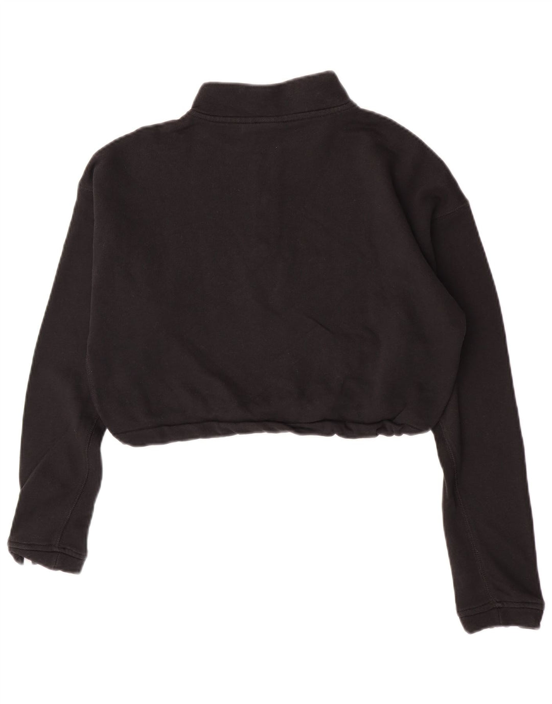 Adidas Dame Crop Zip Neck Sweatshirt Jumper UK 12 Medium Sort Bomuld