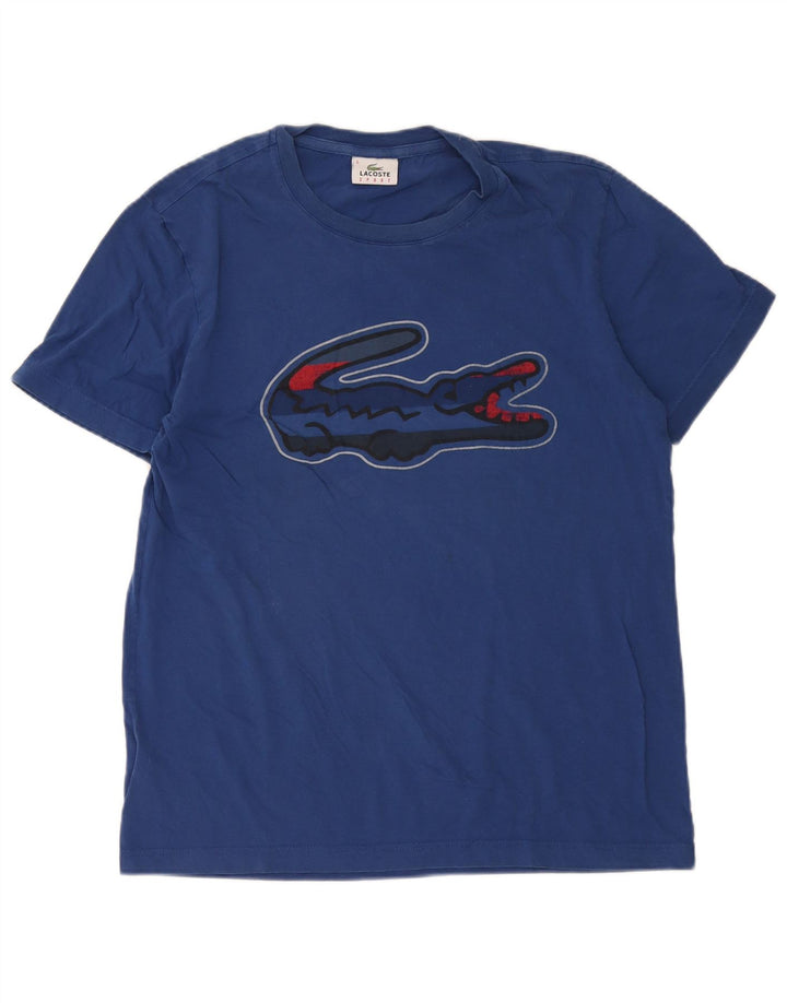 Lacoste Herre Grafisk T-Shirt Top Størrelse 5 Stor Blå Bomuld
