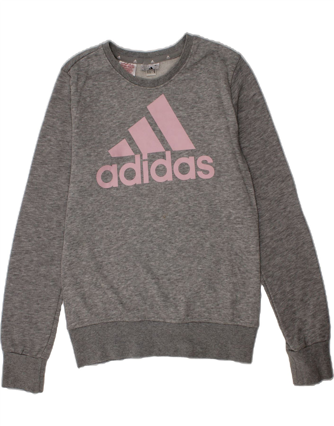 ADIDAS Girls Graphic Sweatshirt Jumper 11-12 Years Grey Vintage Adidas and Second-Hand Adidas from Messina Hembry 