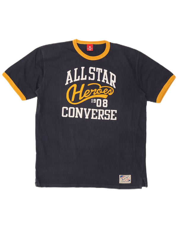 Converse Grafisk T-shirt top til mænd XL marineblå bomuld