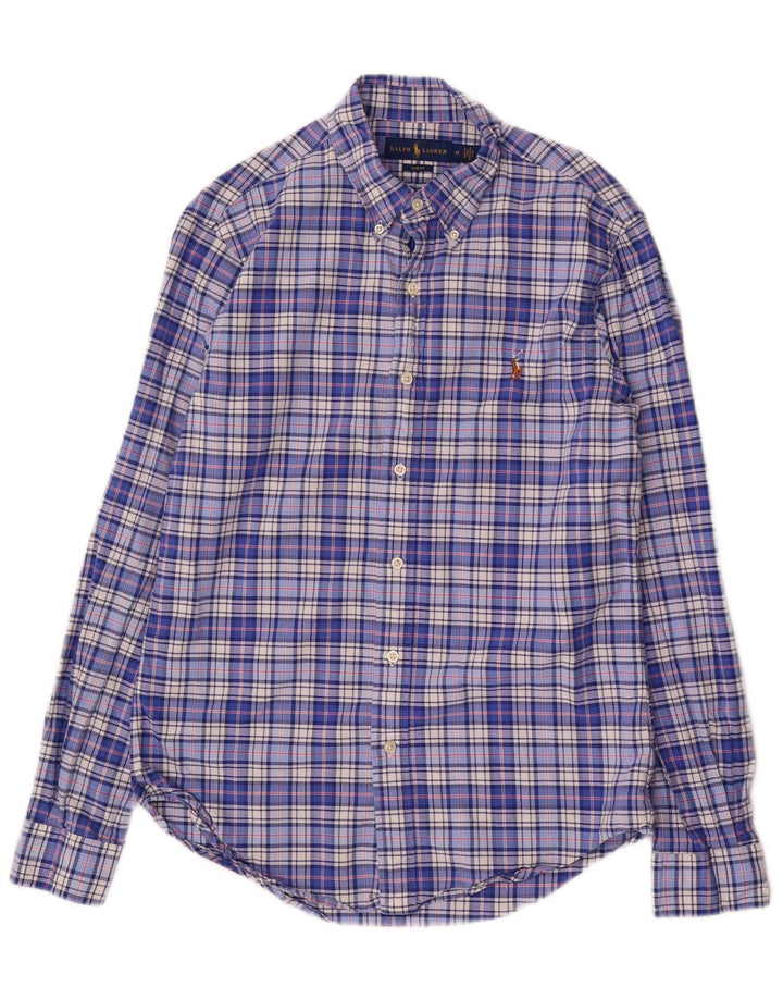Ralph Lauren Herre Slim Fit skjorte Medium Blue Plaid Bomuld