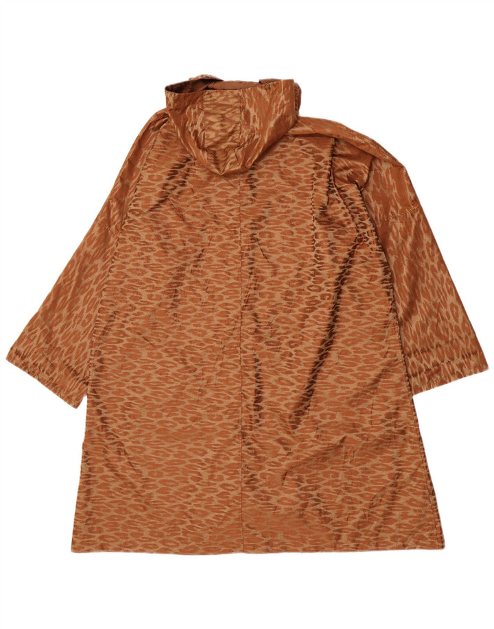 Vintage Dame Oversized Longline Overfrakke UK 14 Medium Brown Classic