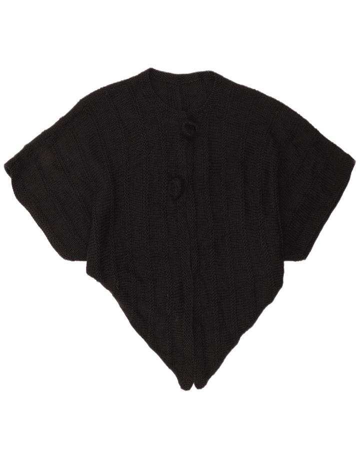 Vintage asymmetrisk ponchotrøje til kvinder One Size Sort