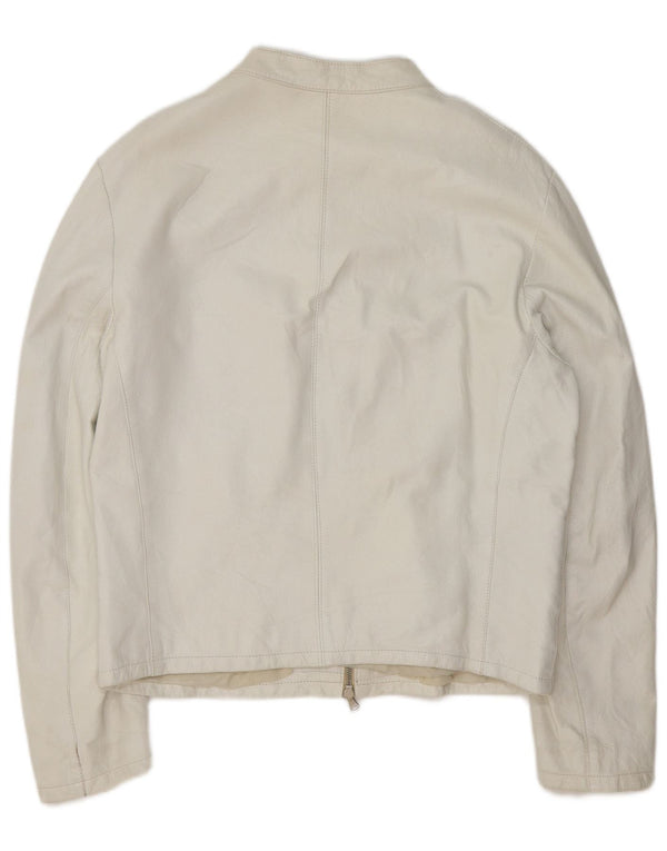 Vintage Herre Læder Bomber Jacket UK 40 Large White