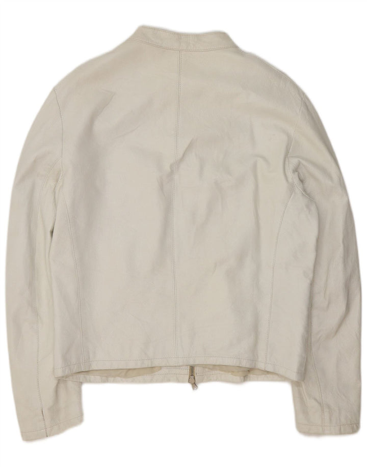 Vintage Herre Læder Bomber Jacket UK 40 Large White