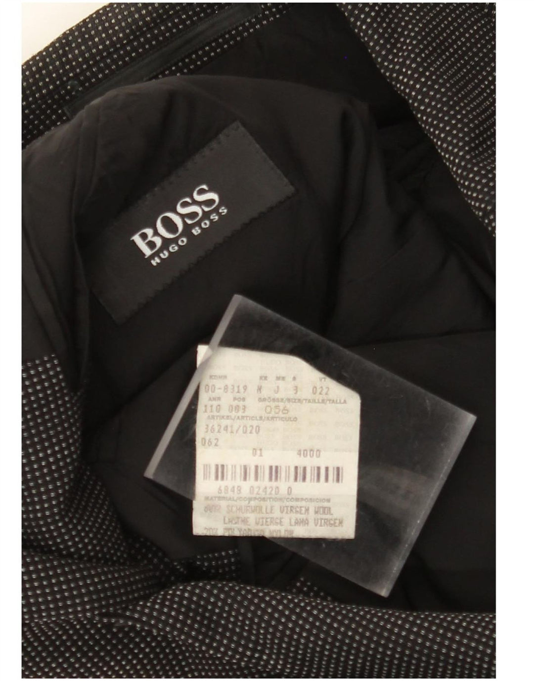 HUGO BOSS Herre 3-knaps blazerjakke EU 56 3XL sort plettet uld