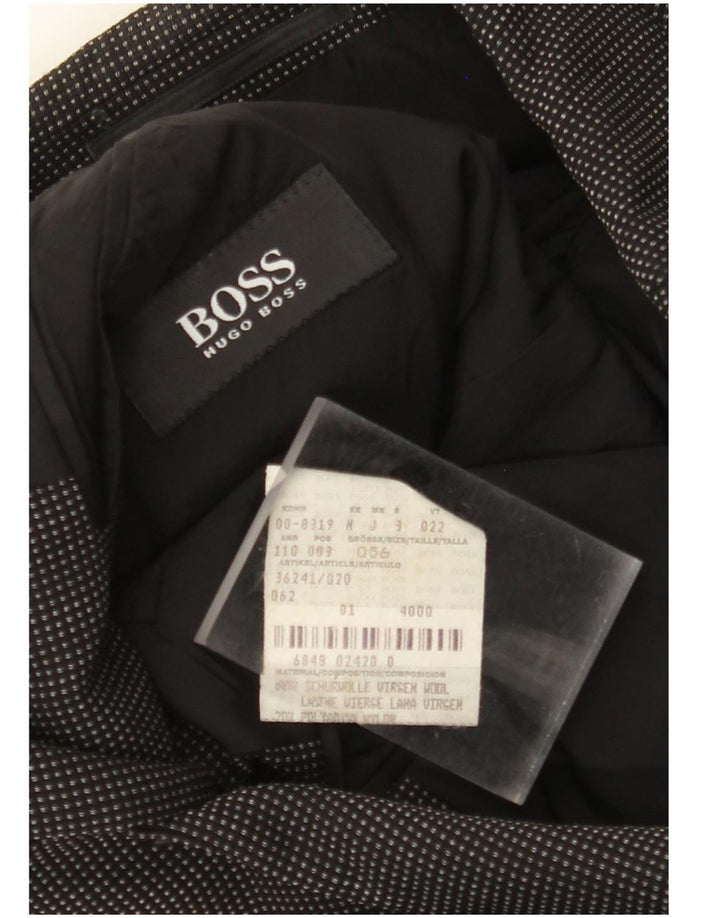 HUGO BOSS Herre 3-knaps blazerjakke EU 56 3XL sort plettet uld