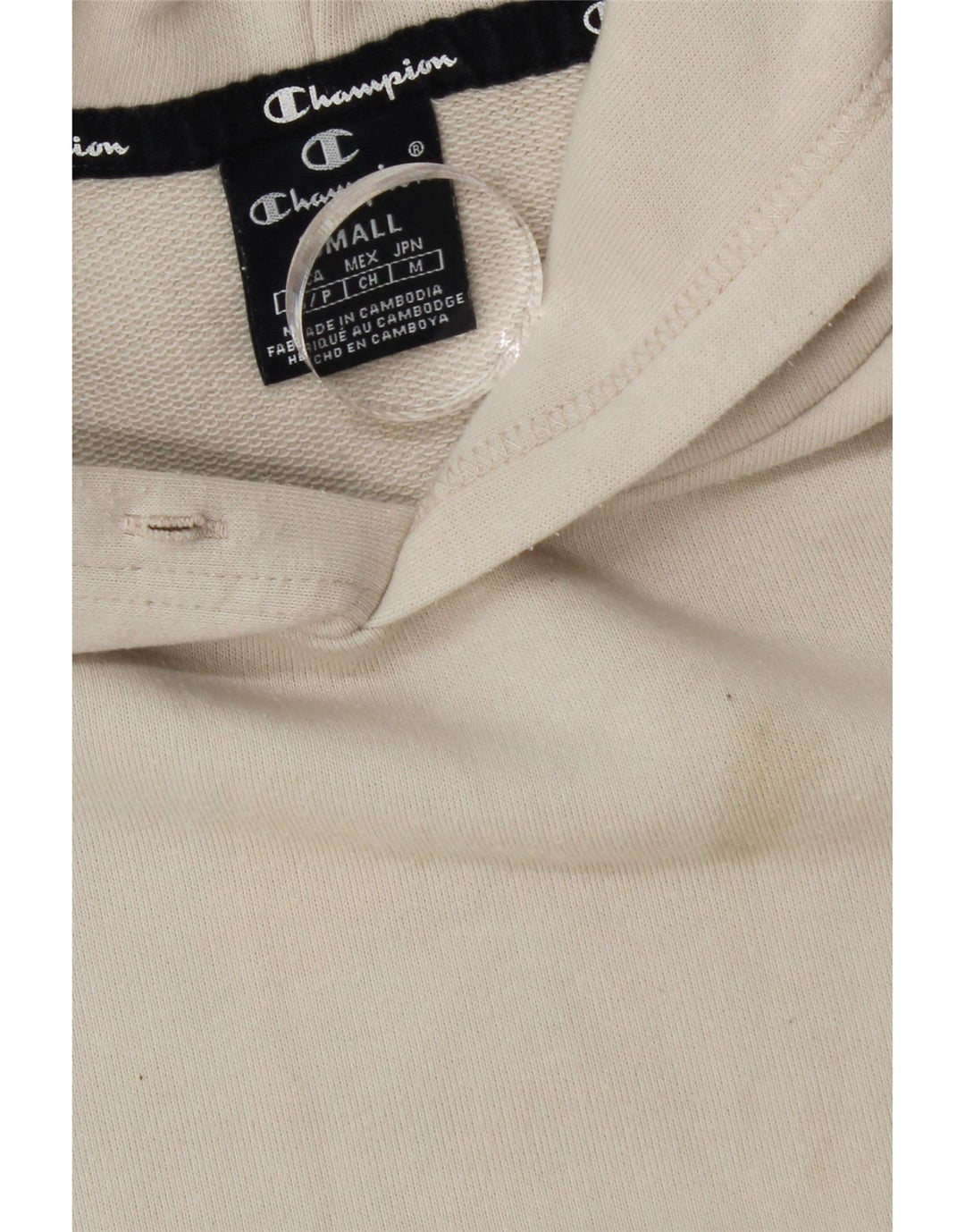 CHAMPION Mens Hoodie Jumper Small Beige Cotton Vintage Champion and Second-Hand Champion from Messina Hembry 