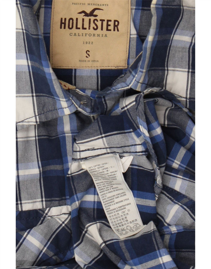 Hollister herreskjorte lille blå ternet bomuld