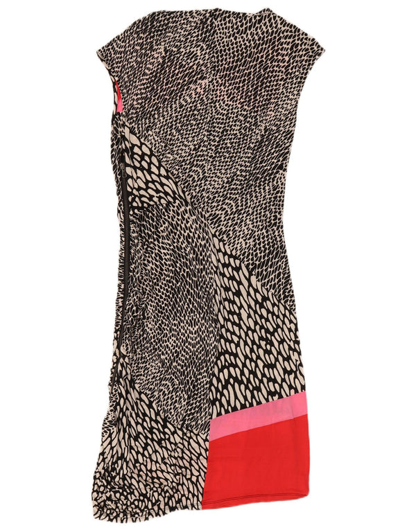 Marella Dame Ærmeløs Skede Kjole UK 18 XL Sort Animal Print Viscose