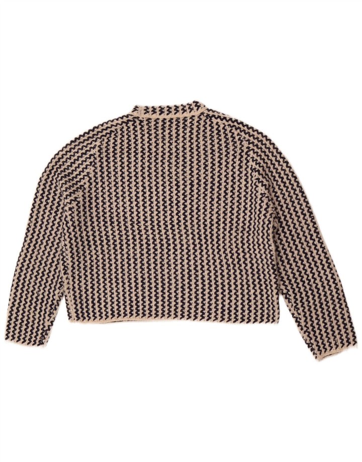 Massimo Dutti Dame Crop Crew Neck Jumper Sweater UK 10 Small Off White