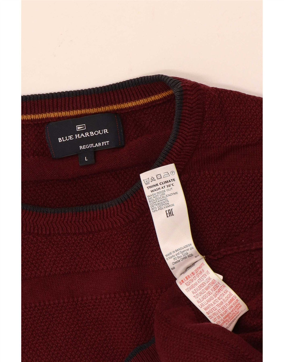 Marks & Spencer Herre Blue Harbor Crew Neck trøje Sweater Large Maroon