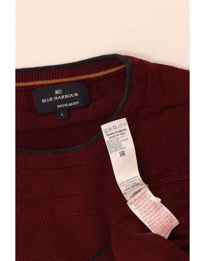 Marks & Spencer Herre Blue Harbor Crew Neck trøje Sweater Large Maroon