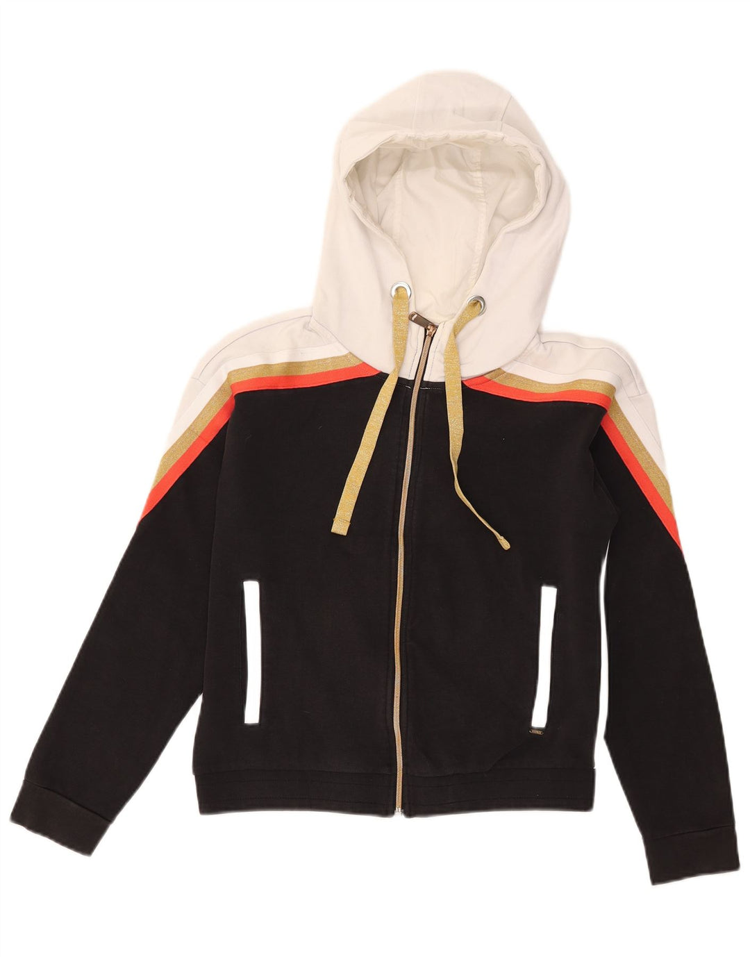 GAS hættetrøje til kvinder med lynlås UK 14 Medium Sort Colourblock Bomuld