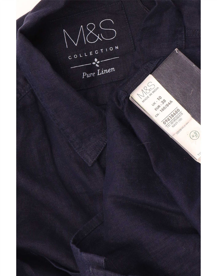 Marks & Spencer Dameskjorte UK 10 Small Navy Blue Linen