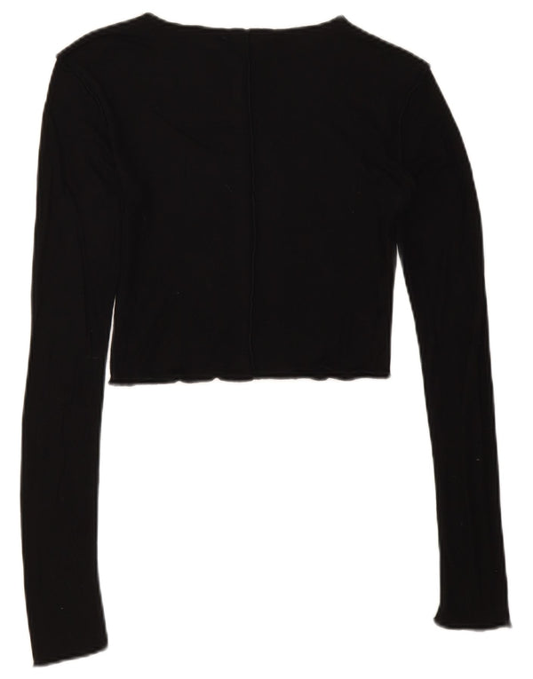 Zara Dame Crop Top Langærmet UK 8 Lille Sort