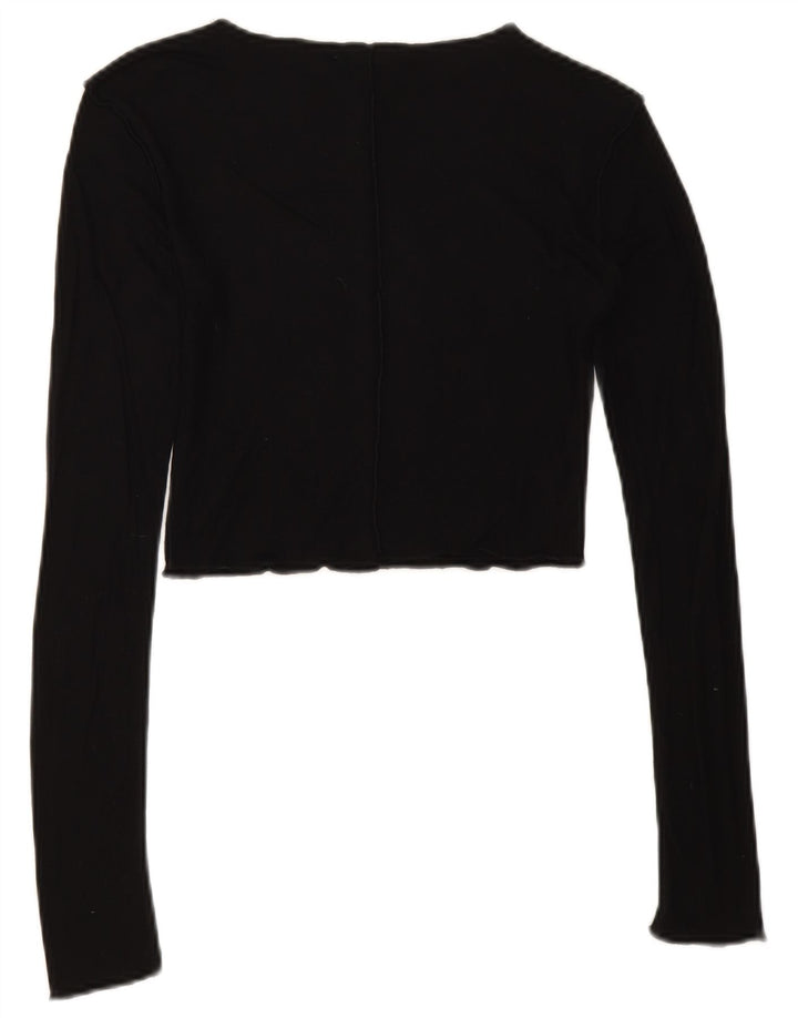 Zara Dame Crop Top Langærmet UK 8 Lille Sort