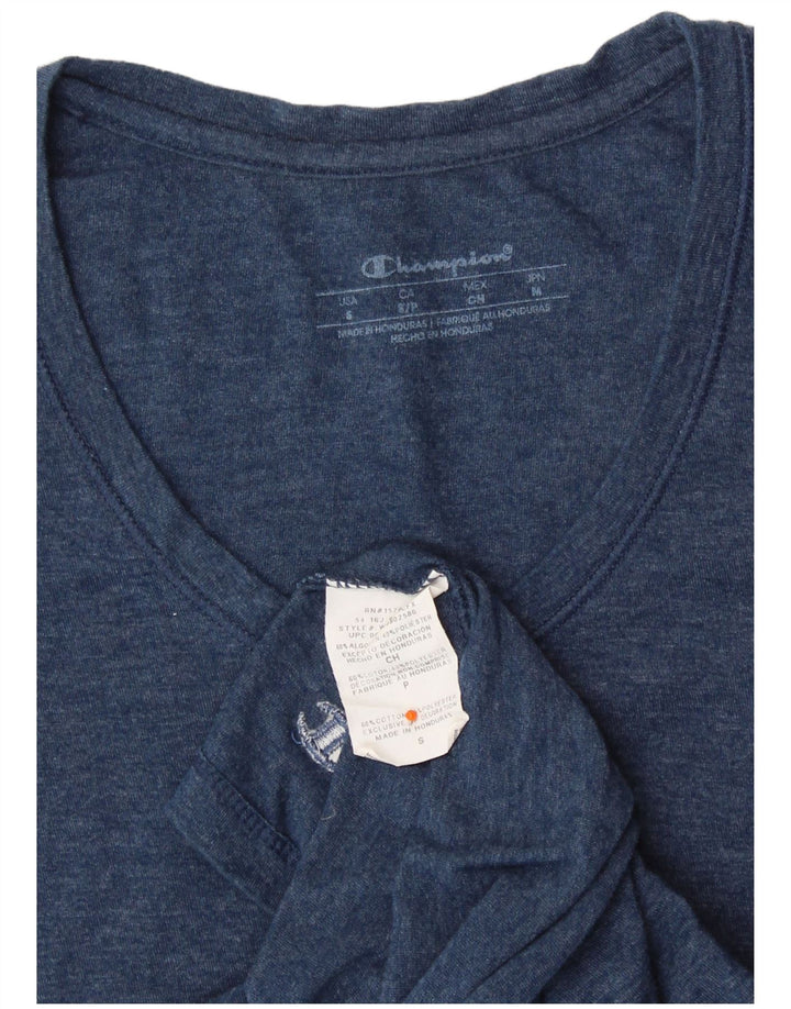 CHAMPION Dame T-Shirt Top UK 8 Lille Blå Bomuld