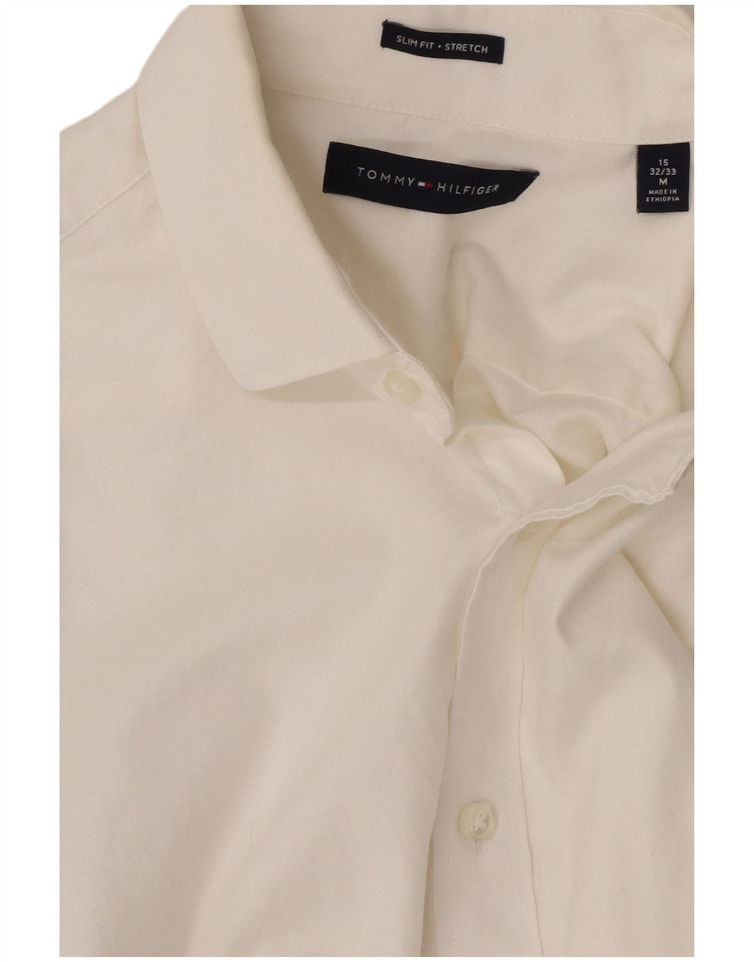Tommy Hilfiger Herre Slim Fit Skjorte Størrelse 15 Medium Hvid Bomuld