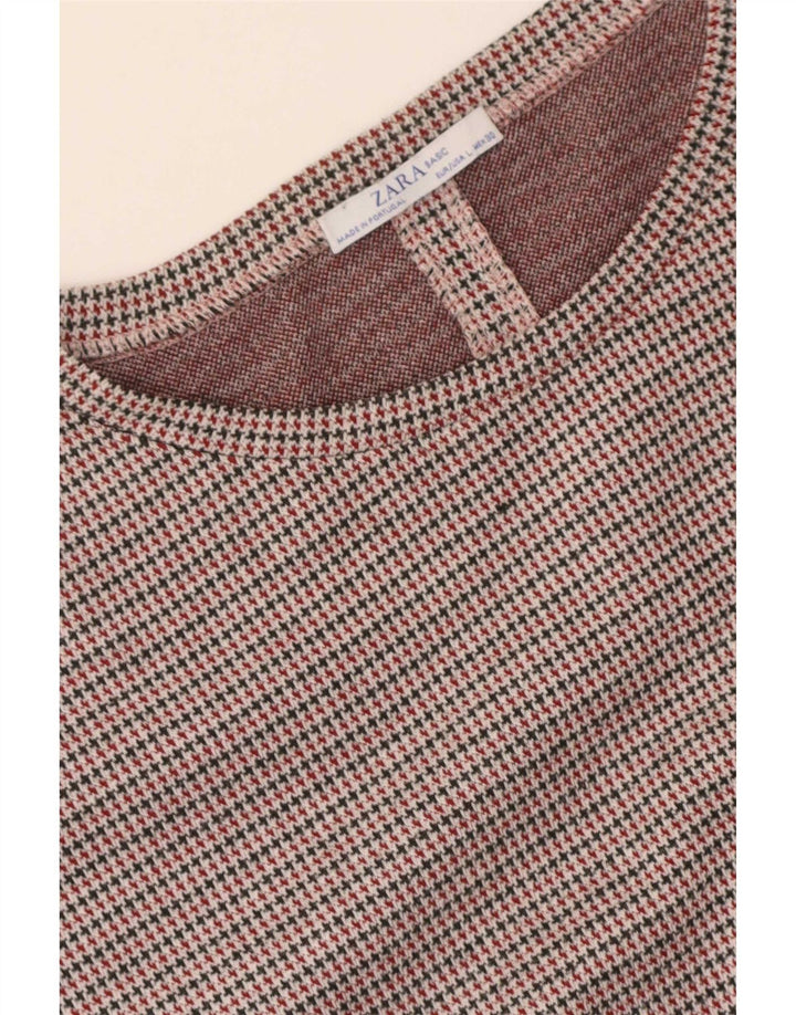 Zara Dame Oversized Bluse Top UK 14 Large Brown Houndstooth
