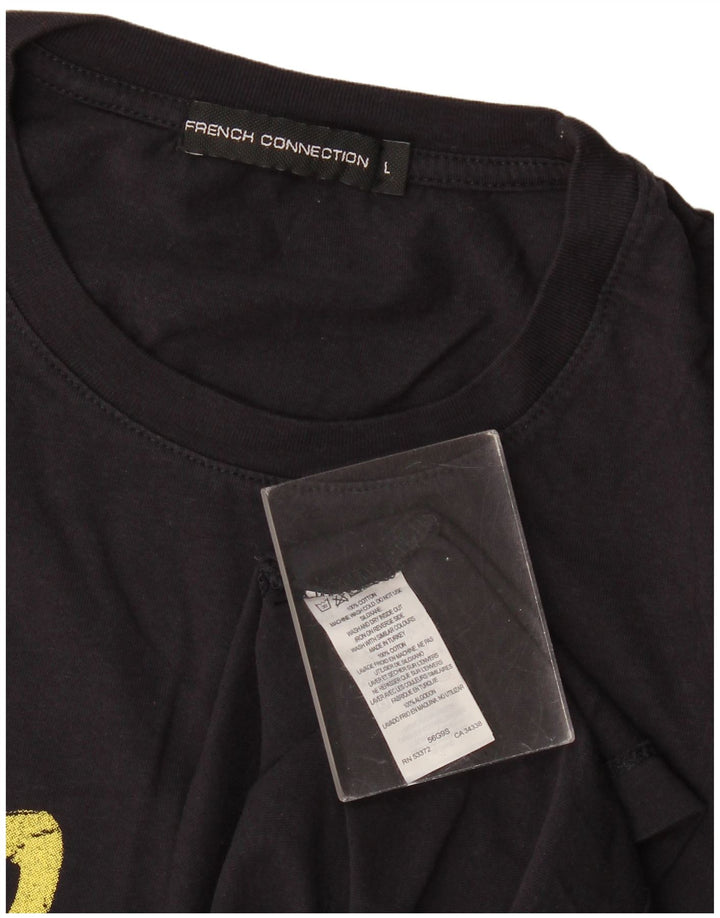 French Connection Herre grafisk T-shirt Top Stor sort bomuld