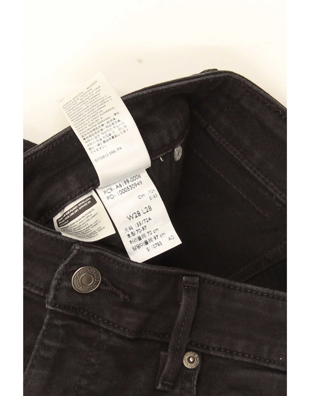 Levi's Dame 712 Slim Jeans W28 L28 Sort Bomuld