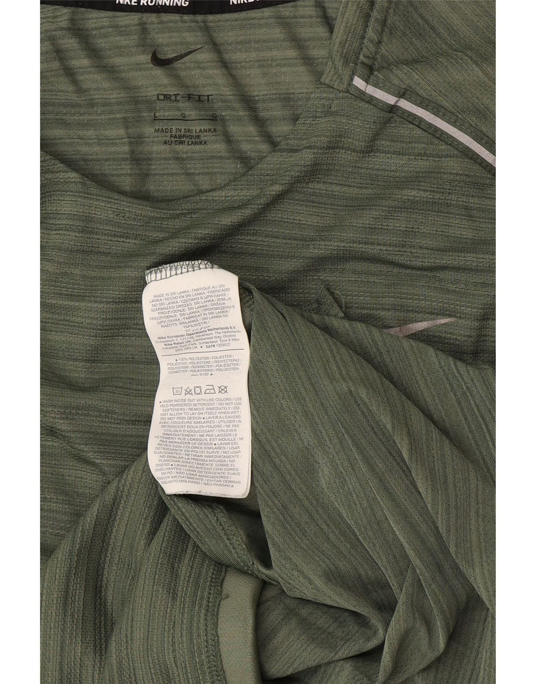 Nike Herre Dri Fit T-Shirt Top Stor Grøn Nålestribet Polyester
