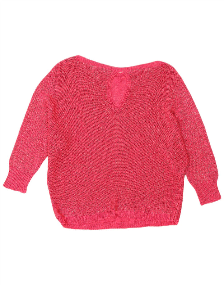 BELLISSIMA Womens Batwing Boat Neck Jumper Sweater UK 12 Medium Pink